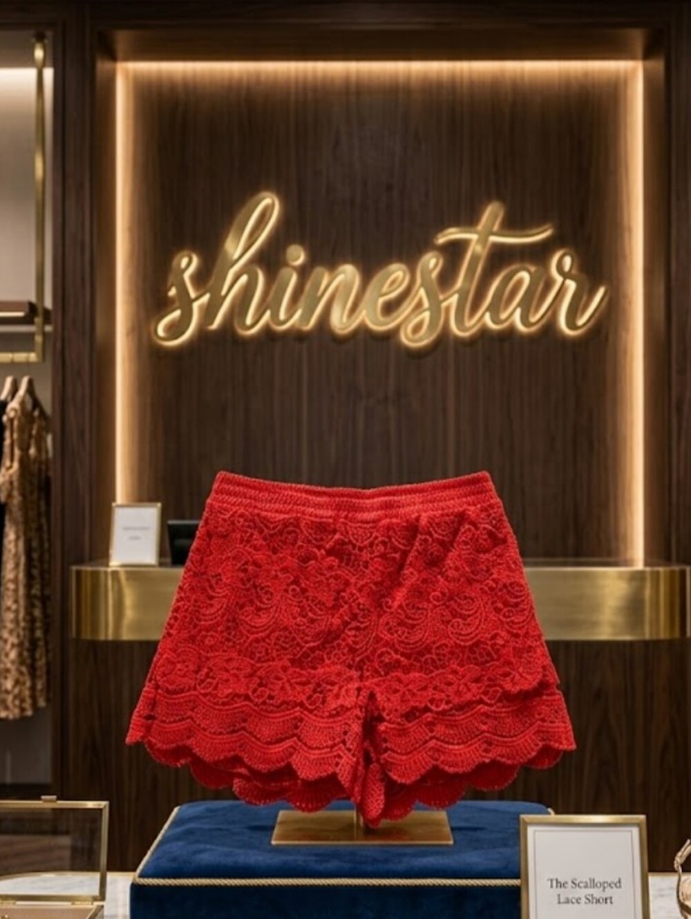 NWOT Shinestar Beautiful Coral Crochet Scalloped Shorts Size XL